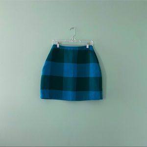 Blue and Green Checkered Mini Skirt